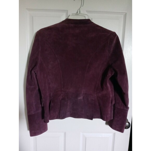 Women's C Concepts Suede Jacket Size 12 Purple Coat 100% Leather Pockets - Picture 8 of 9